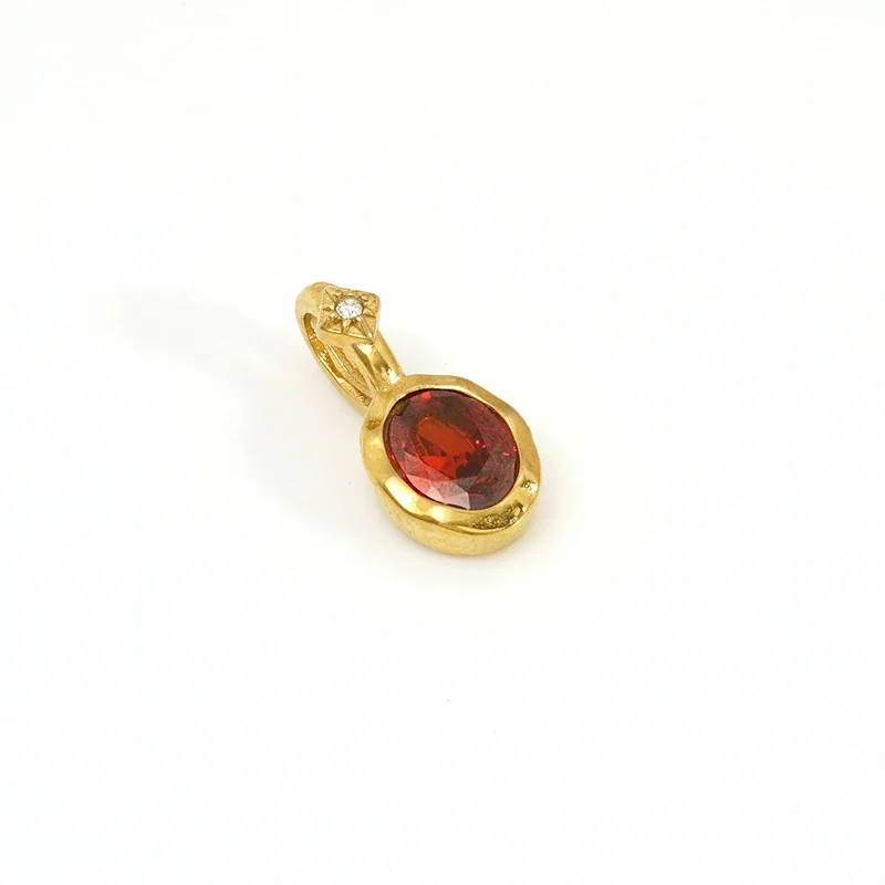 Gold-Plated 316 Stainless Oval Birthstone Pendant