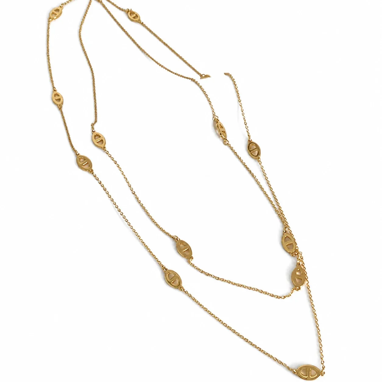 Refined Stainless Steel Oval Link Layered Necklace