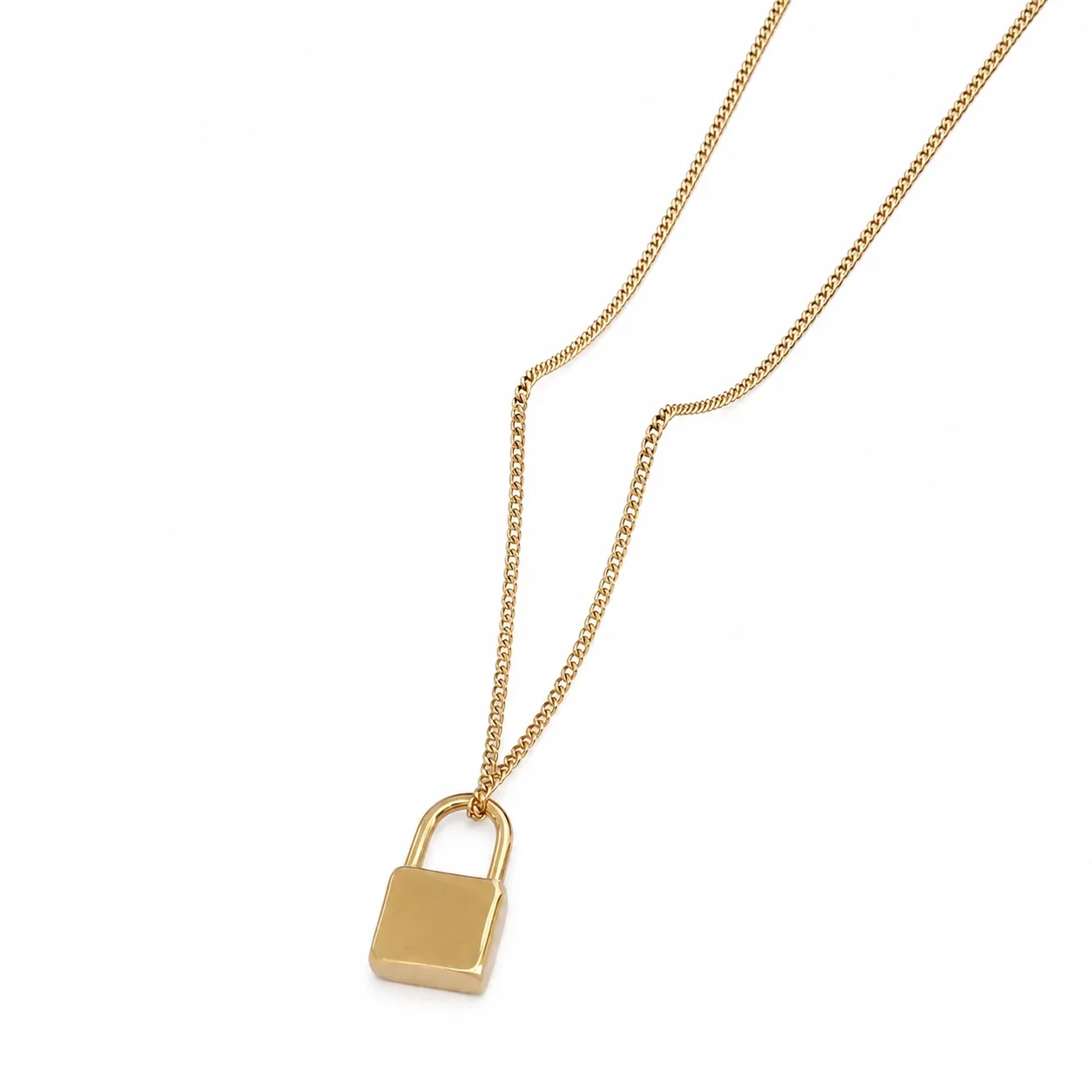 Refined 316 Stainless Steel Padlock Pendant Necklace