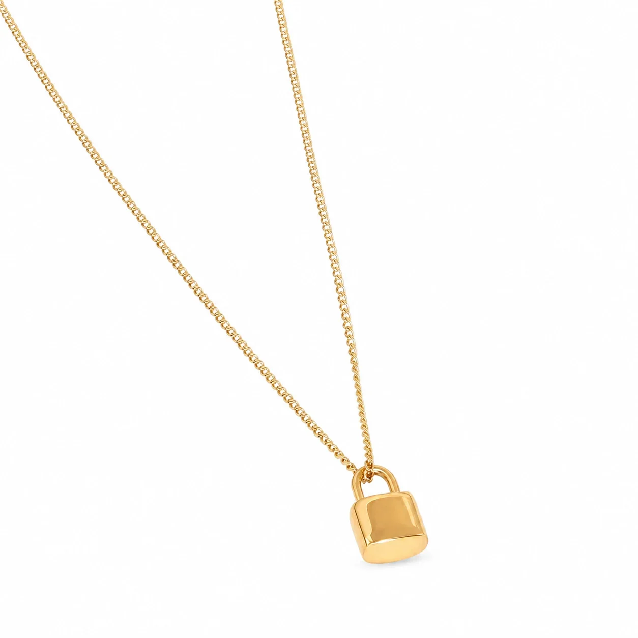 Refined 316 Stainless Steel Padlock Pendant Necklace