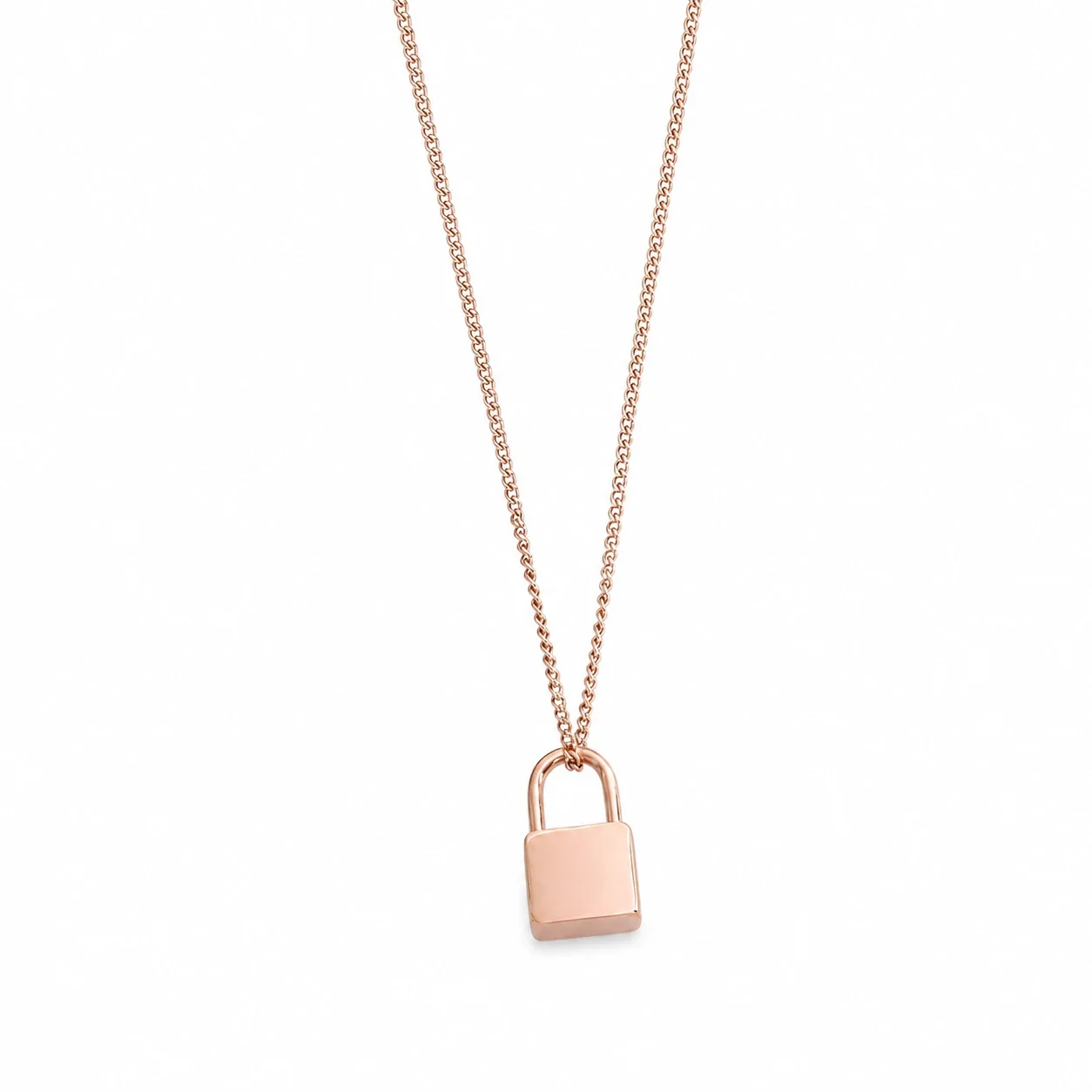 Refined 316 Stainless Steel Padlock Pendant Necklace - Rose Gold Lock + cm