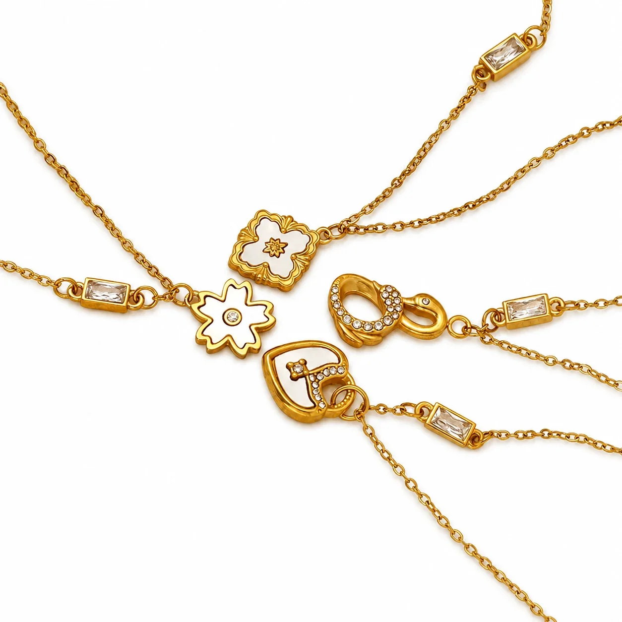 Radiant Gold-Plated Stainless Steel Shell Heart Pendant Necklace