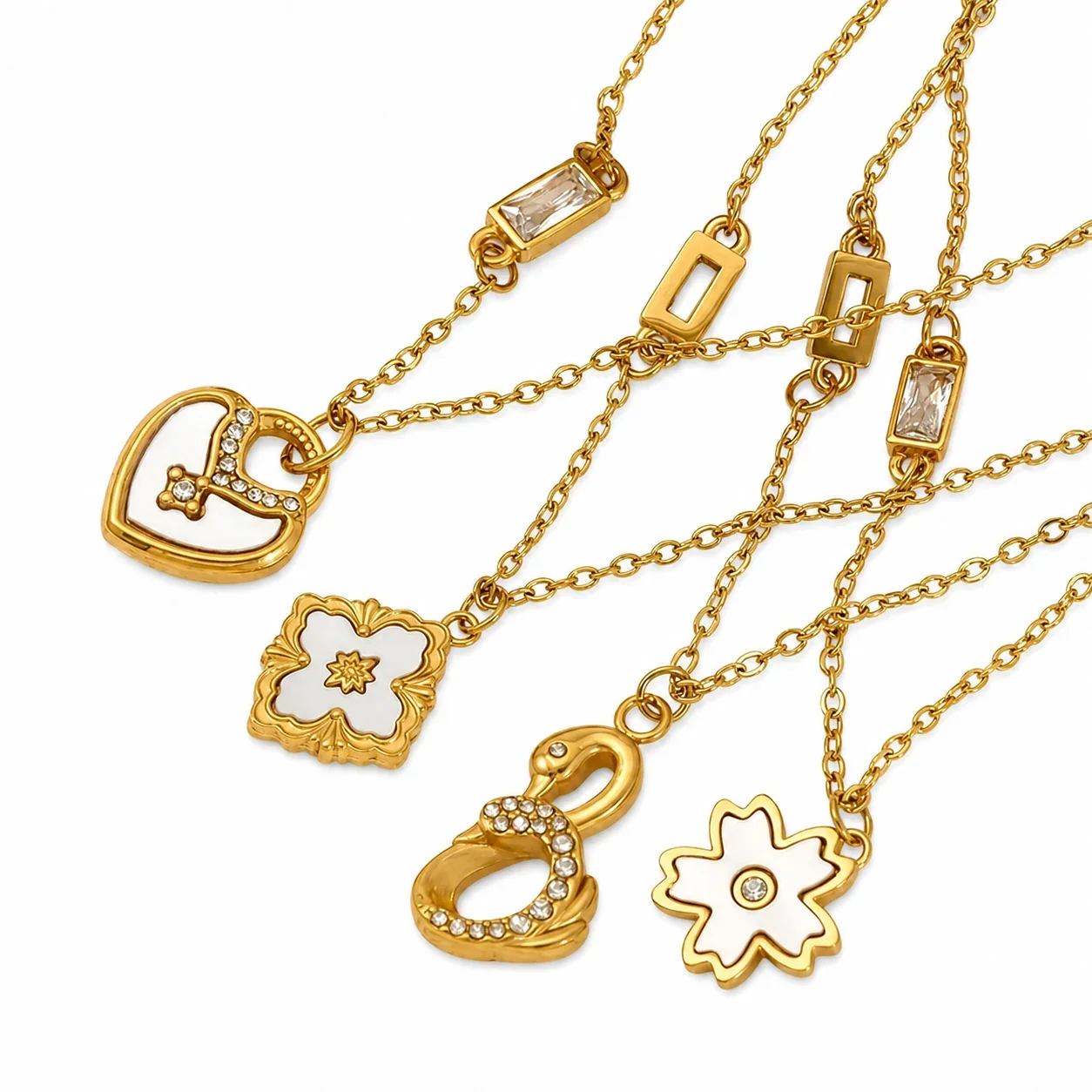 Radiant Gold-Plated Stainless Steel Shell Heart Pendant Necklace