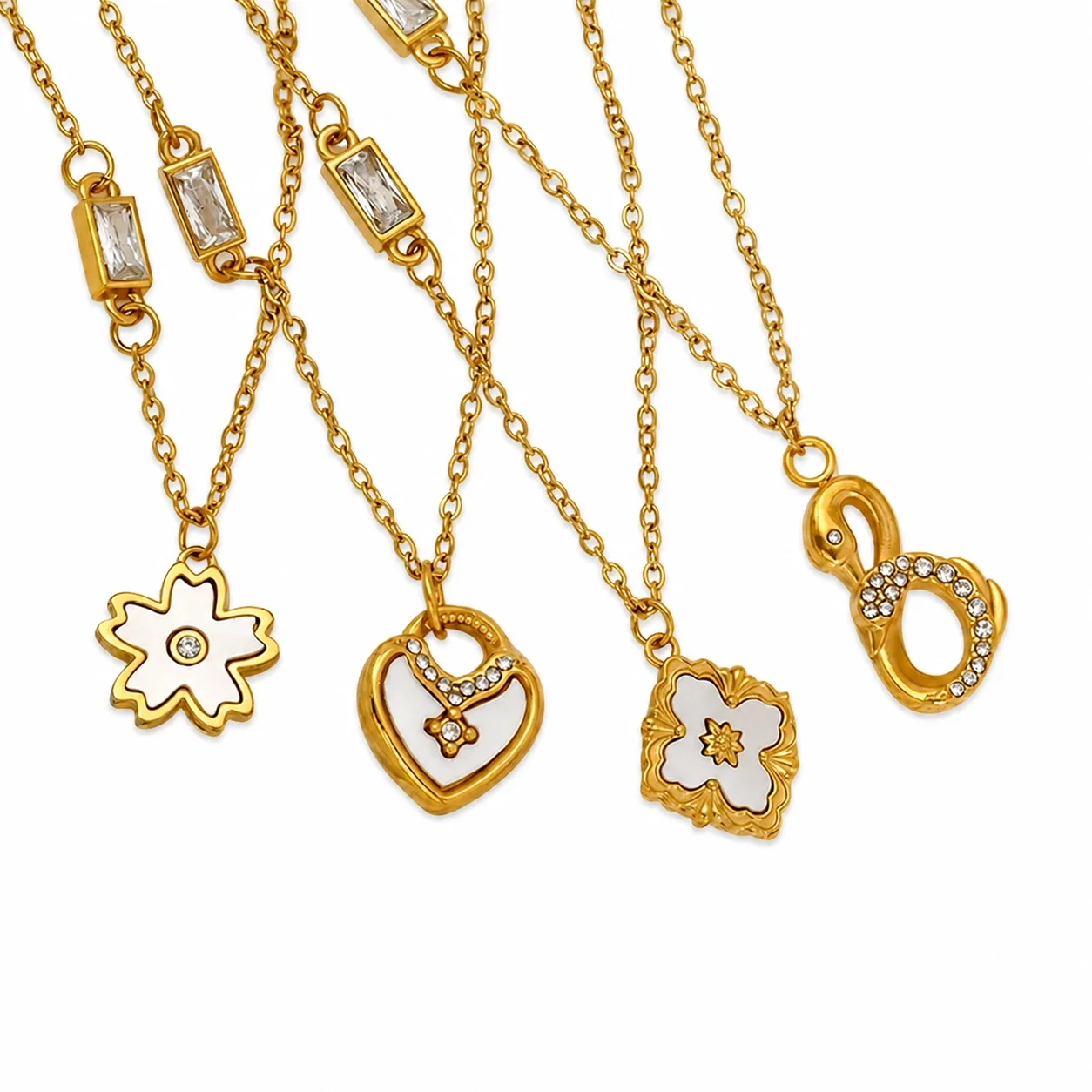 Radiant Gold-Plated Stainless Steel Shell Heart Pendant Necklace