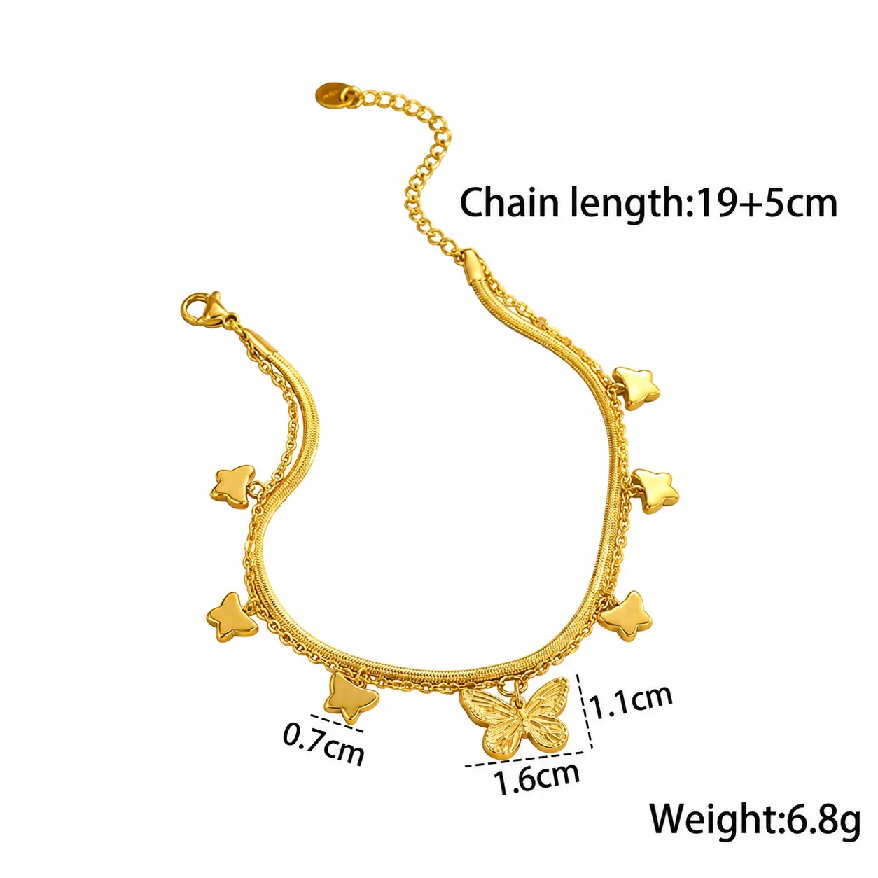 Photo produit : Bracelet de cheville à breloques coquillages et étoiles de mer, acier inoxydable