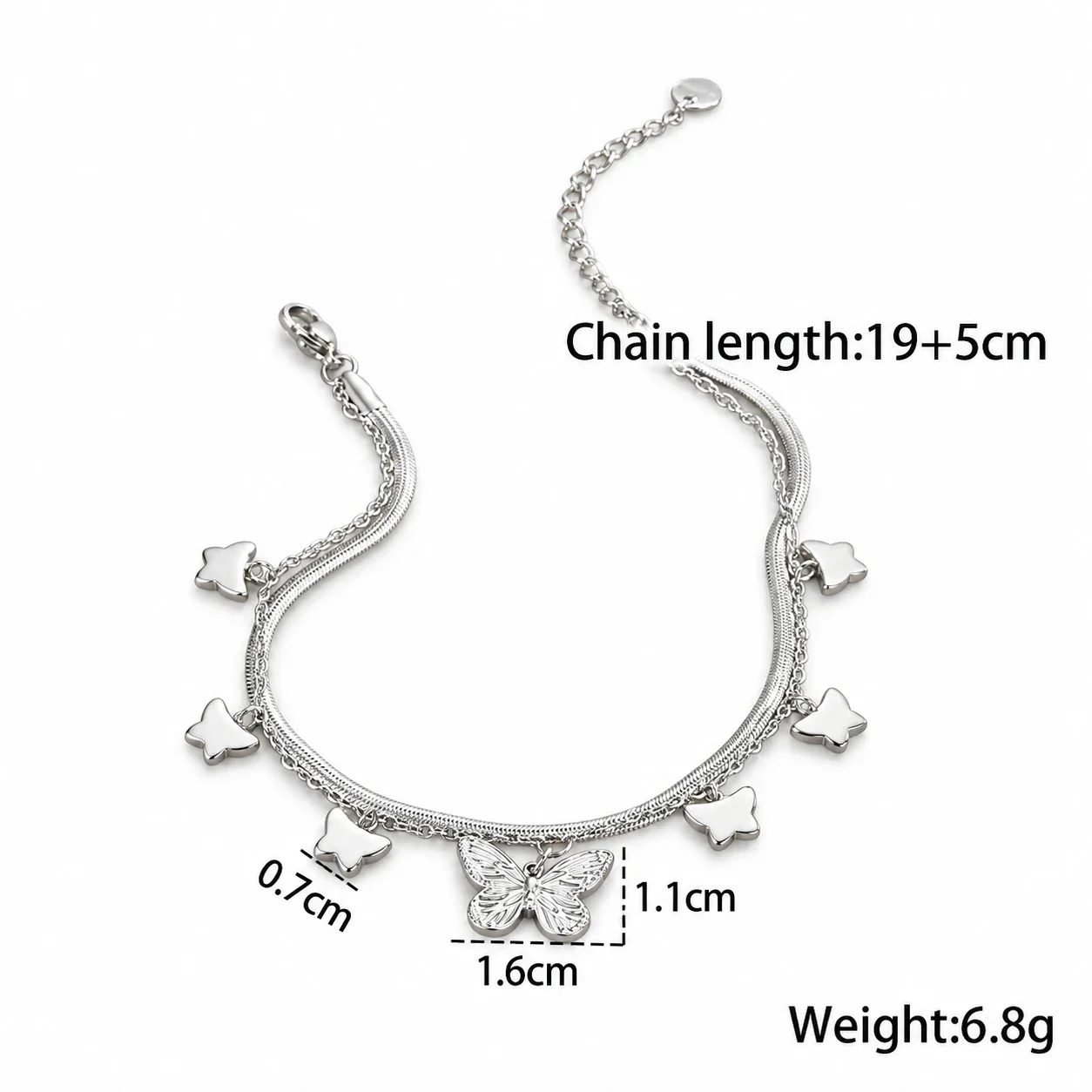 Photo produit : Bracelet de cheville à breloques coquillages et étoiles de mer, acier inoxydable