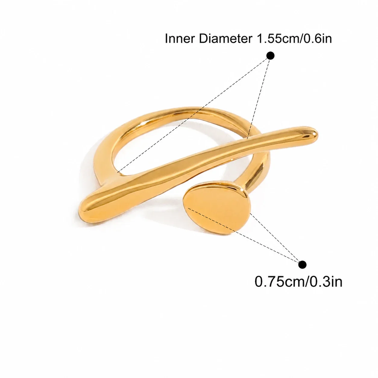 Foto del producto: Anillo de Acero Inoxidable Esculpido con Barra Abierta y Disco