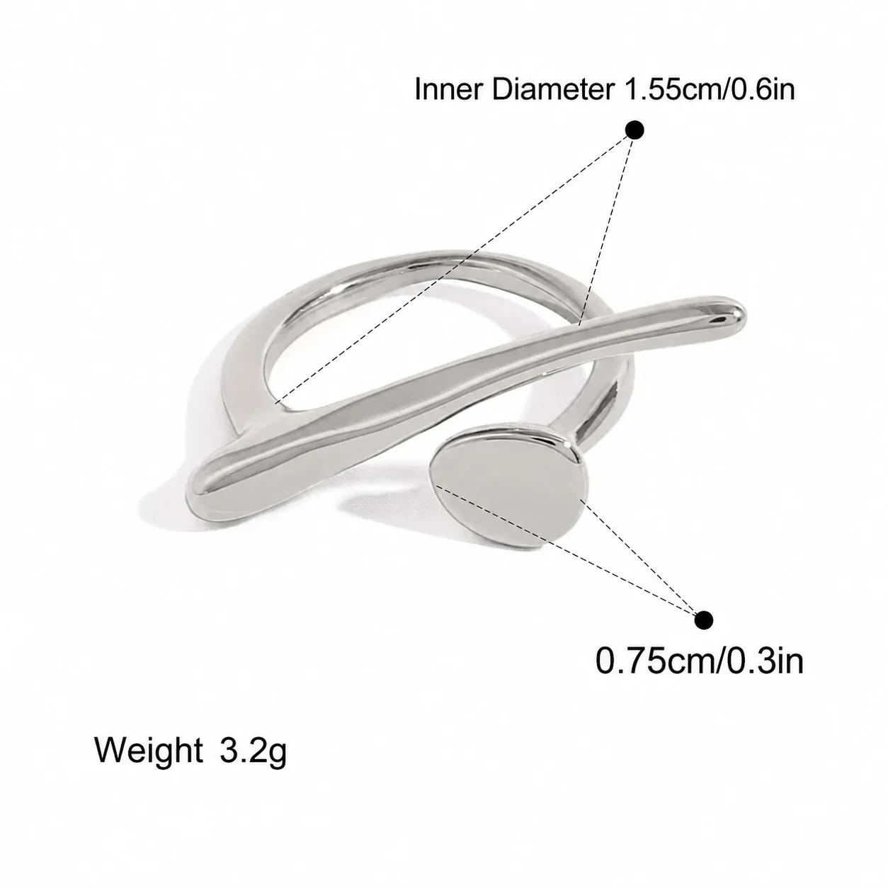 Foto del producto: Anillo de Acero Inoxidable Esculpido con Barra Abierta y Disco