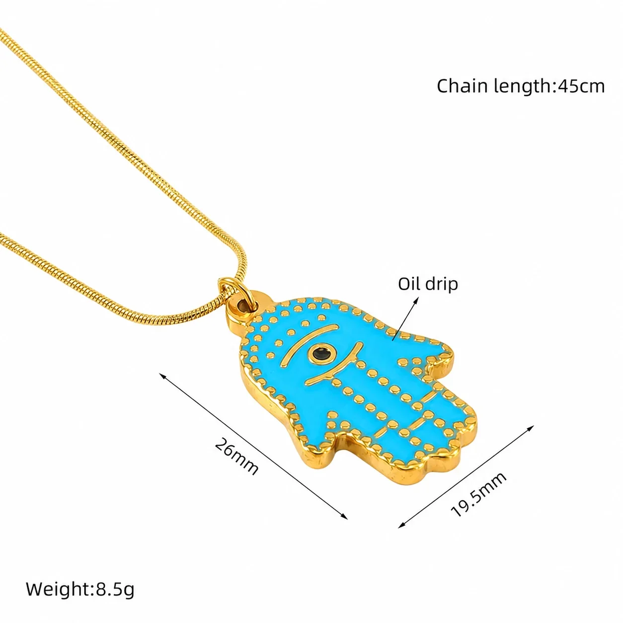 Ornate Gold-Plated Stainless Steel Hamsa Evil Eye Necklace - Gold Evil Eye