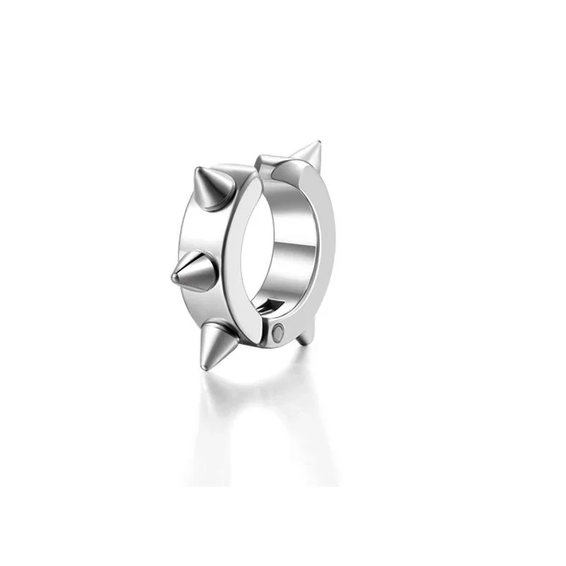 Edgy Stainless Steel Cross Drop Clip Hoop Earrings