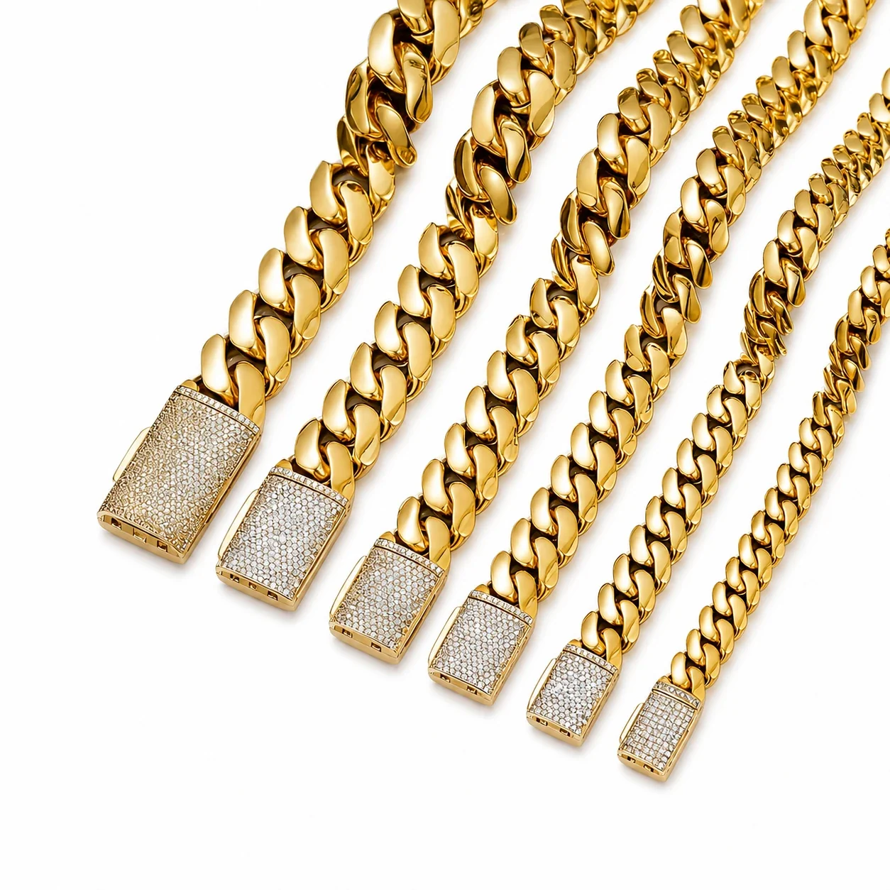 Bold Stainless Steel Cuban Link Pavé Box Clasp Chain Bracelet