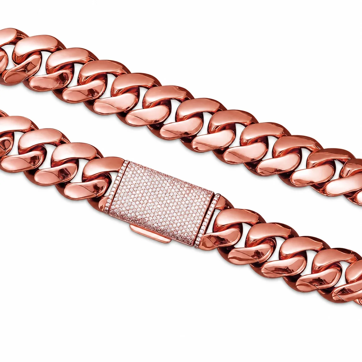 Bold Stainless Steel Cuban Link Pavé Box Clasp Chain Bracelet
