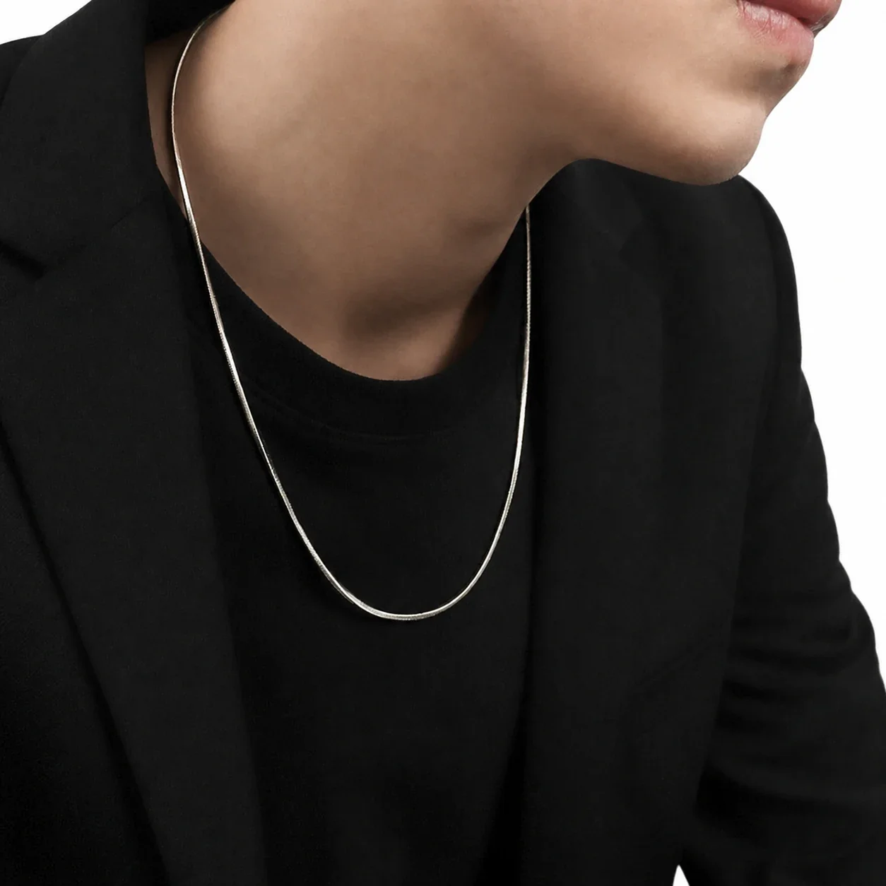 Sleek Stainless Steel Square Snake Chain Necklace