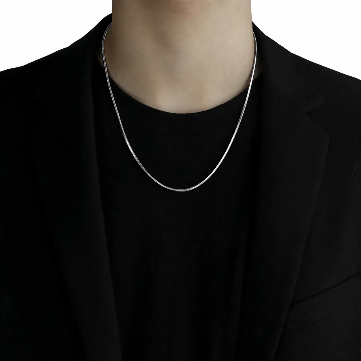 Sleek Stainless Steel Square Snake Chain Necklace - Silver Square Snake . mm cm