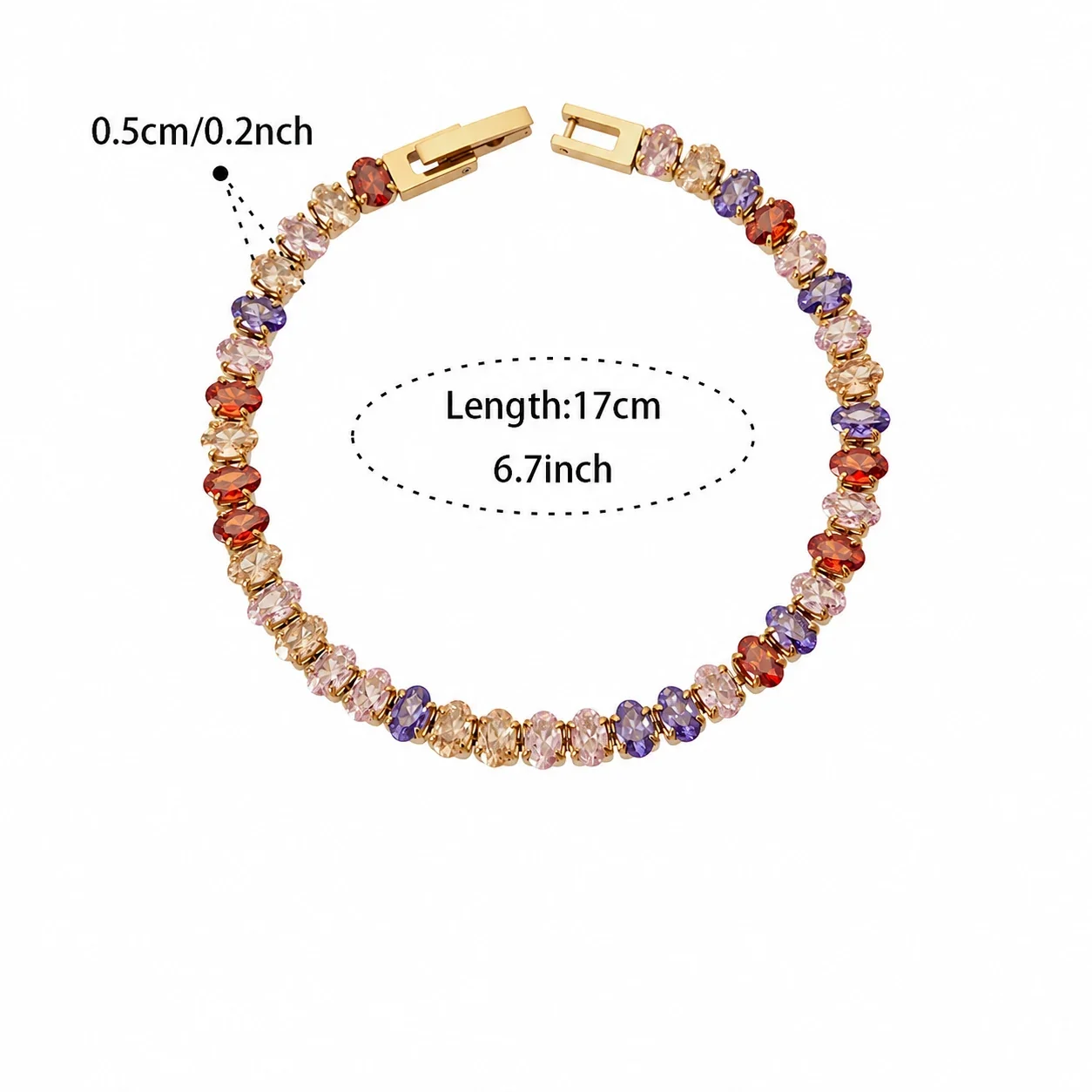 Radiant 18K Gold-Plated Round CZ Tennis Bracelet - Multicolor CZ cm
