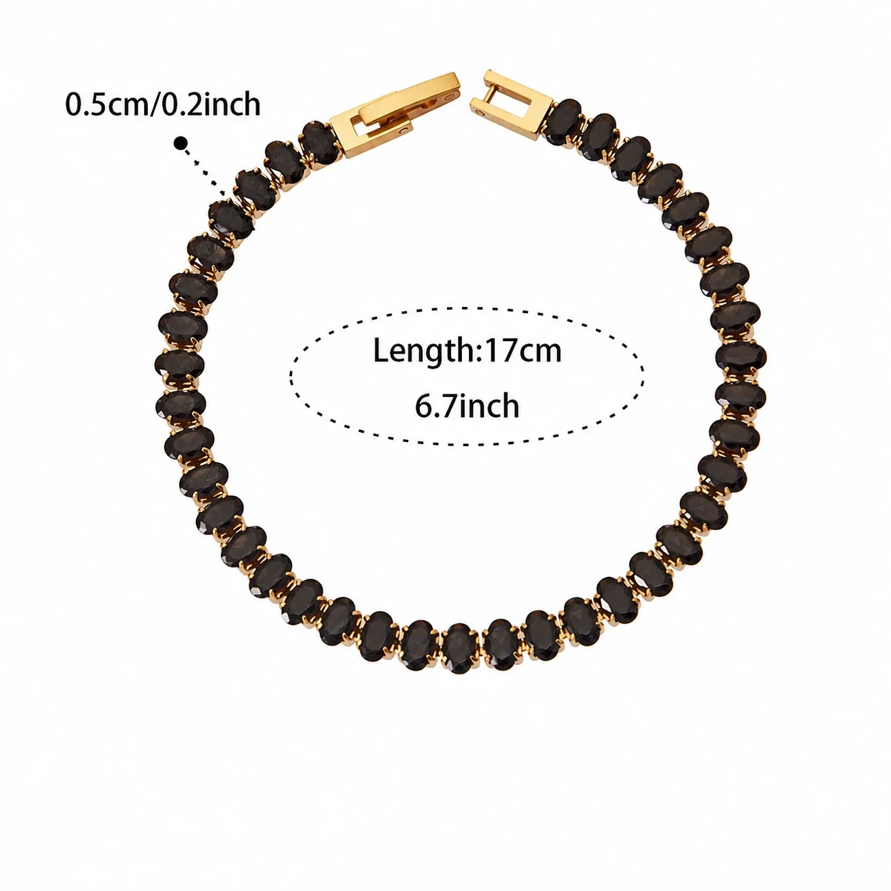 Radiant 18K Gold-Plated Round CZ Tennis Bracelet - Red CZ cm
