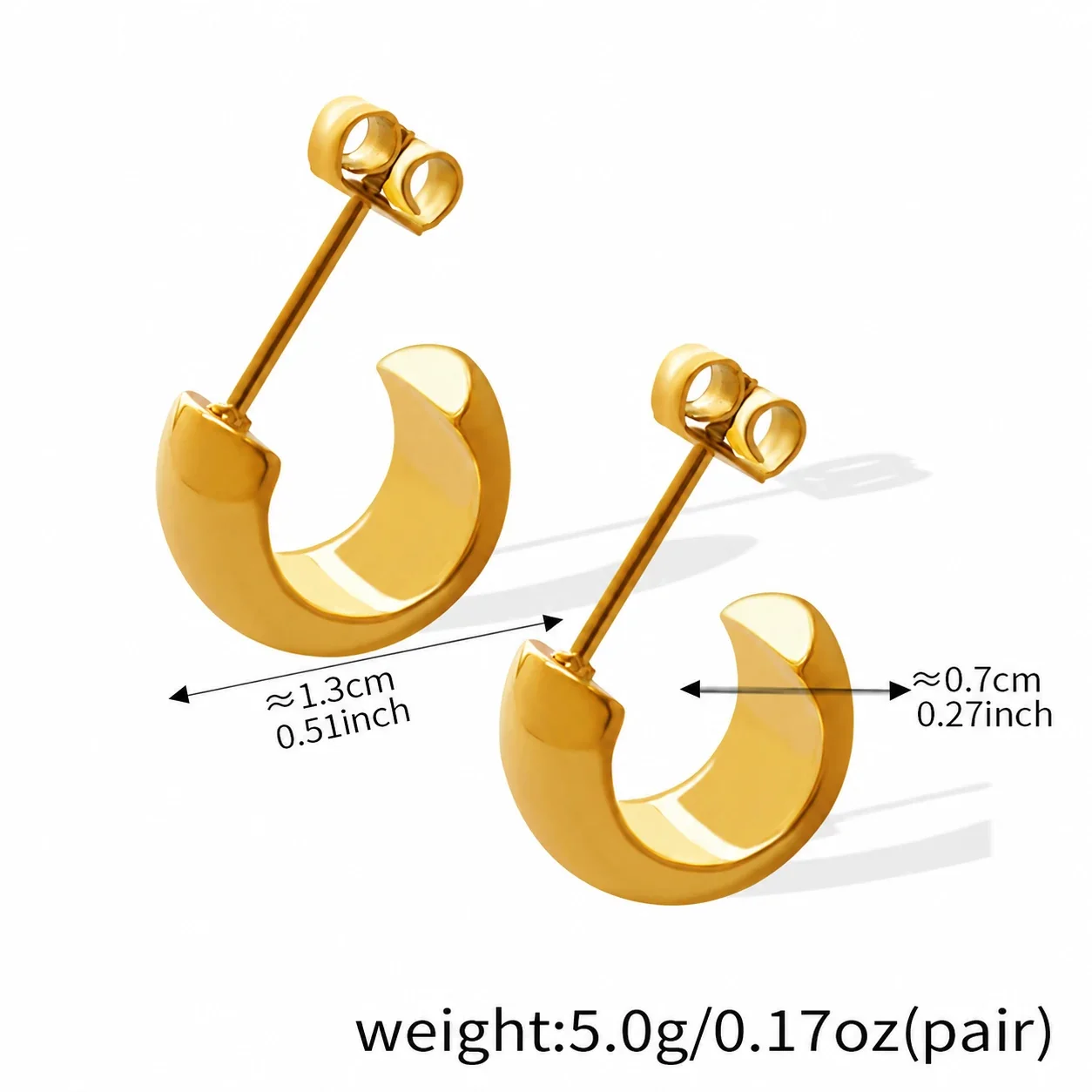 Produktfoto: Creolen-Ohrstecker mit markantem offenem C-Profil, 18K-vergoldet