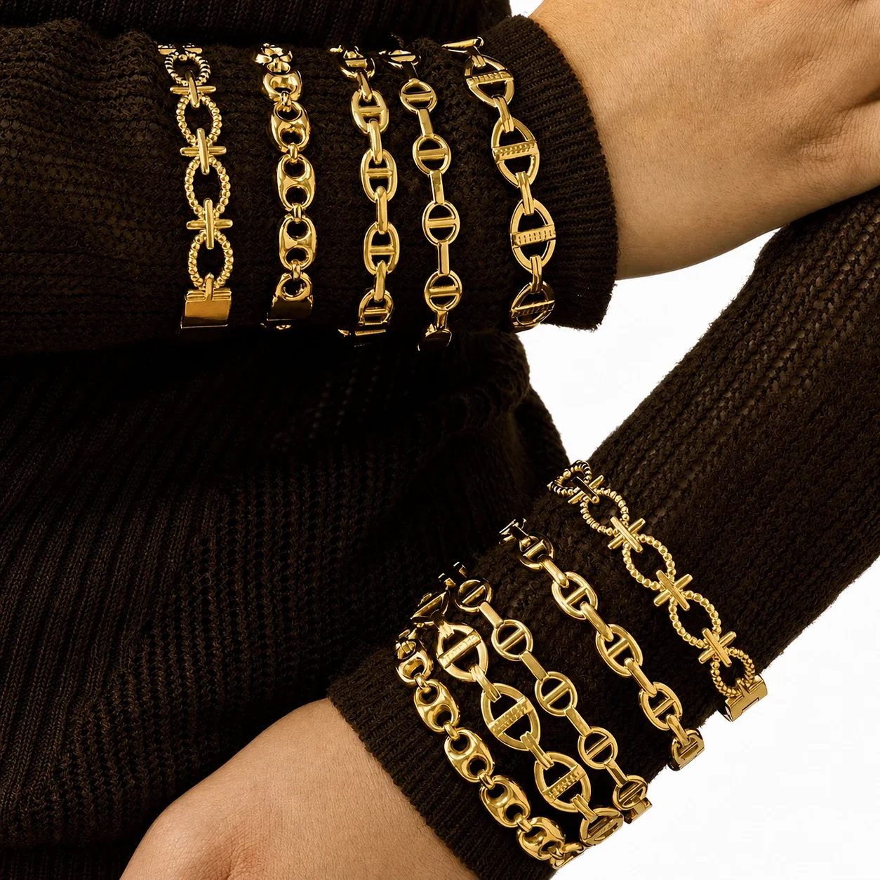 Sculptural 316 Stainless Steel Chain Link Bangle