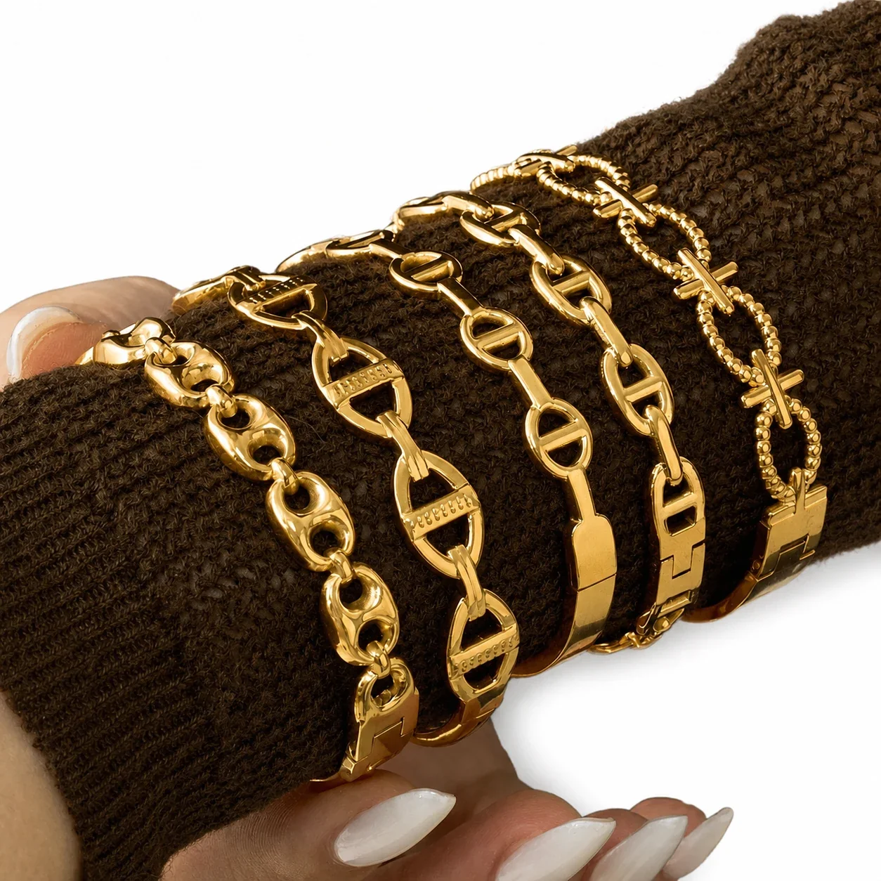 Sculptural 316 Stainless Steel Chain Link Bangle