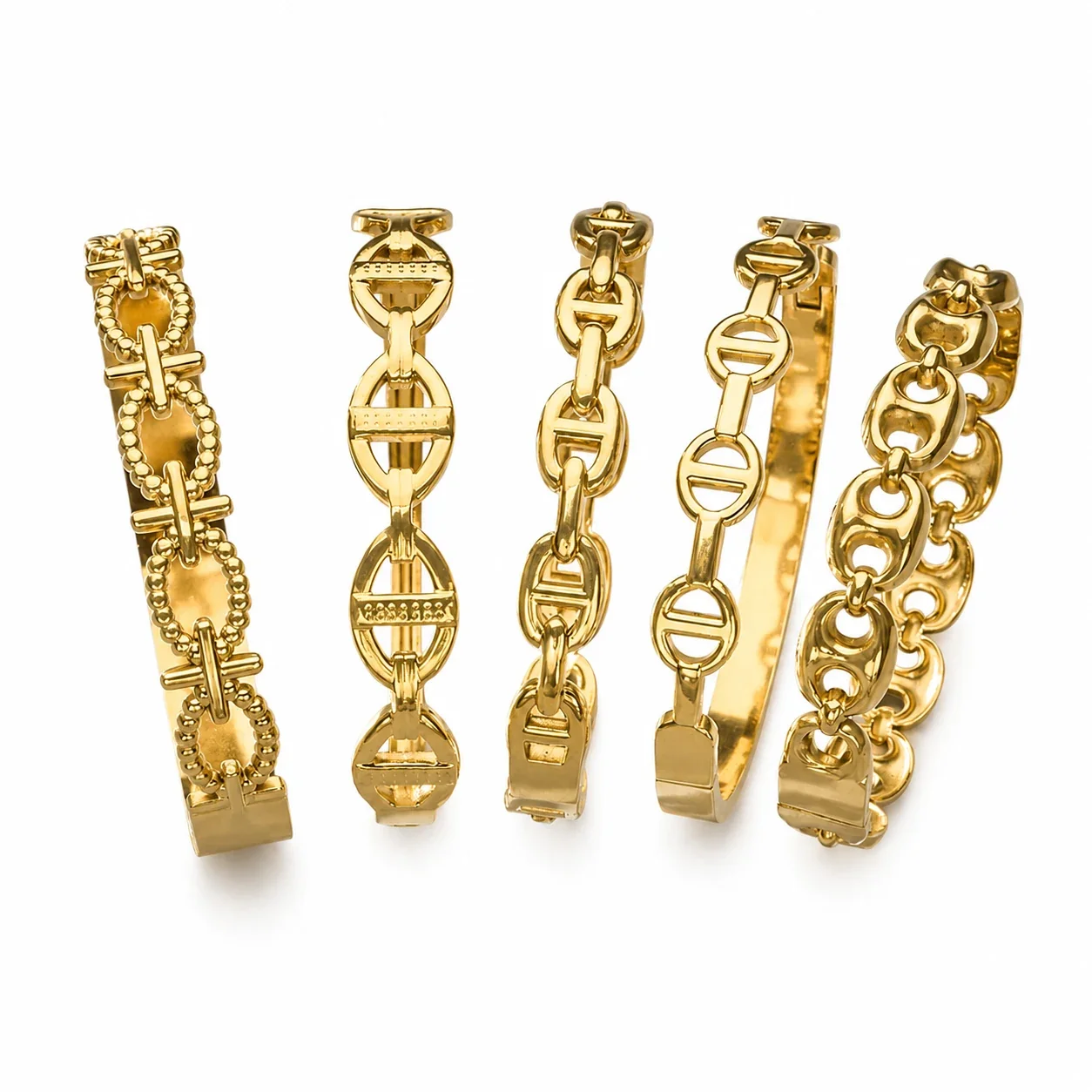Sculptural 316 Stainless Steel Chain Link Bangle