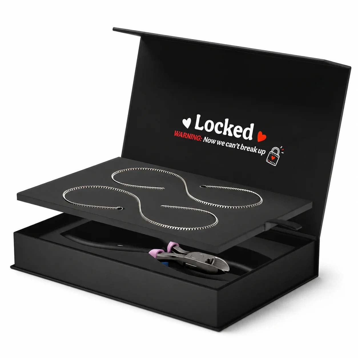 Locked 316 Stainless Steel Curb Chain Bracelet Set - Pair Silver