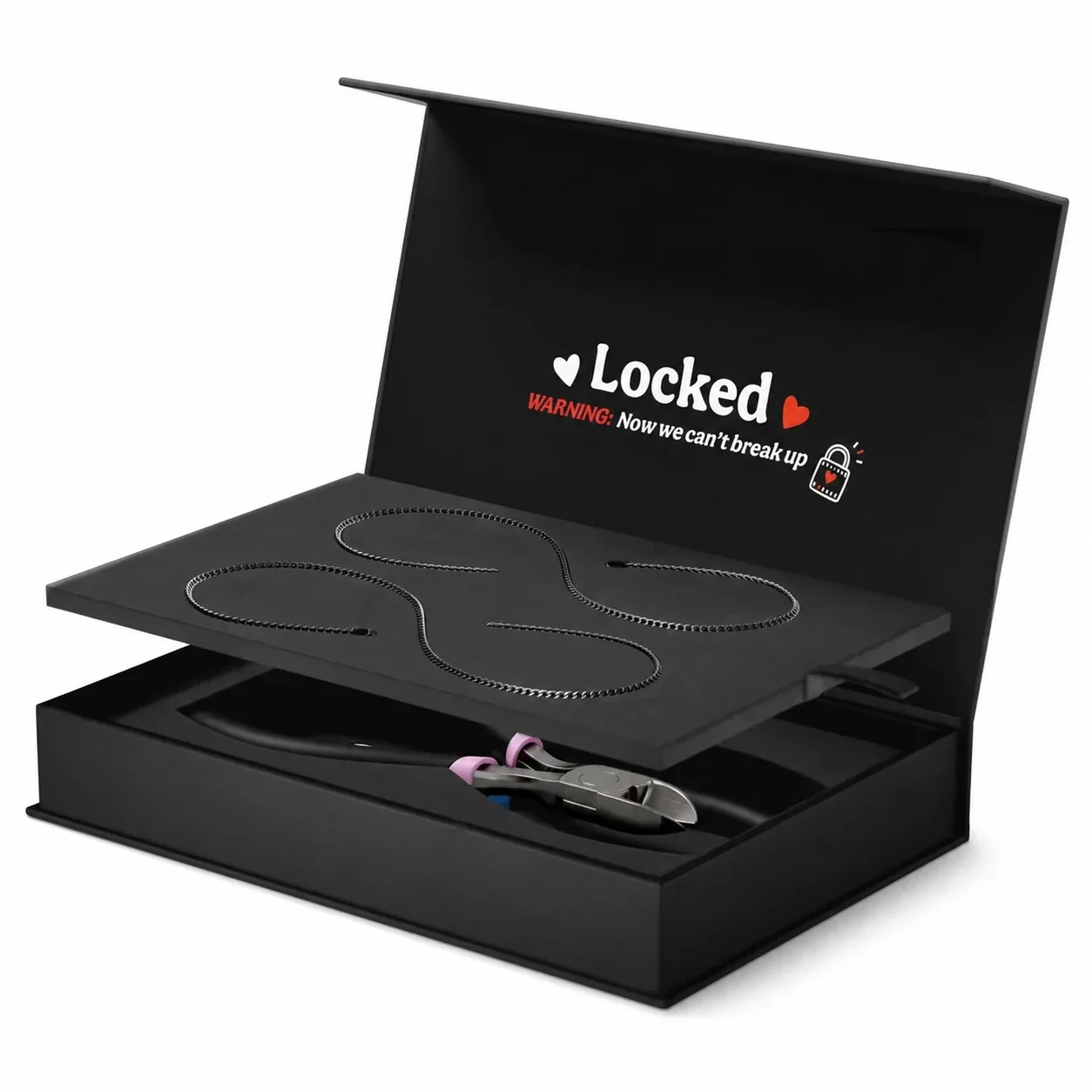 Locked 316 Stainless Steel Curb Chain Bracelet Set - Pair Black