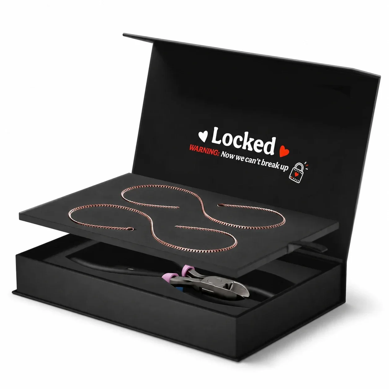 Locked 316 Stainless Steel Curb Chain Bracelet Set - Pair Rose Gold