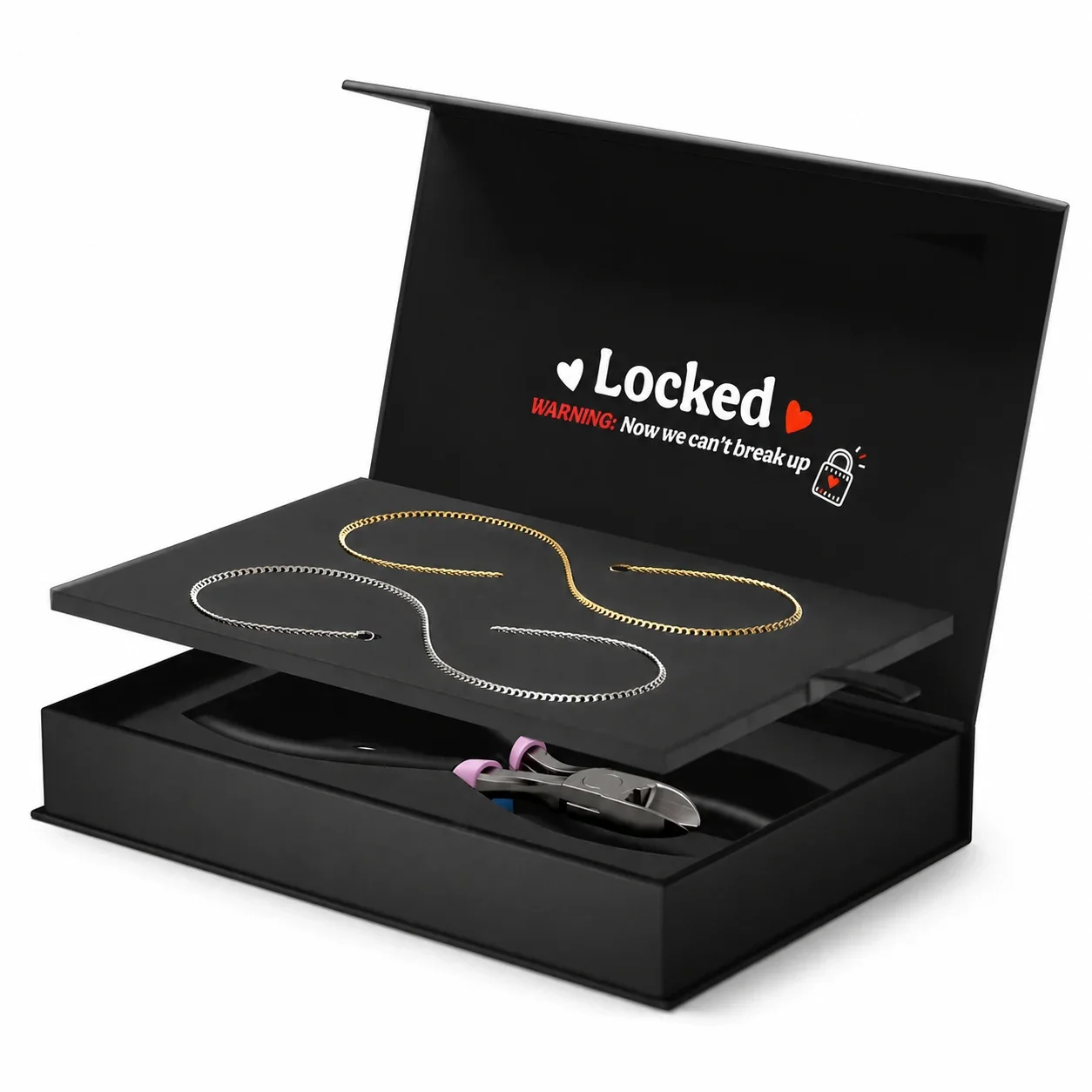 Locked 316 Stainless Steel Curb Chain Bracelet Set - Silver + Gold Pair