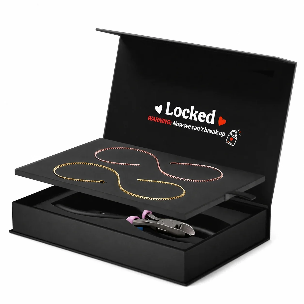 Locked 316 Stainless Steel Curb Chain Bracelet Set - Gold + Rose Gold Pair