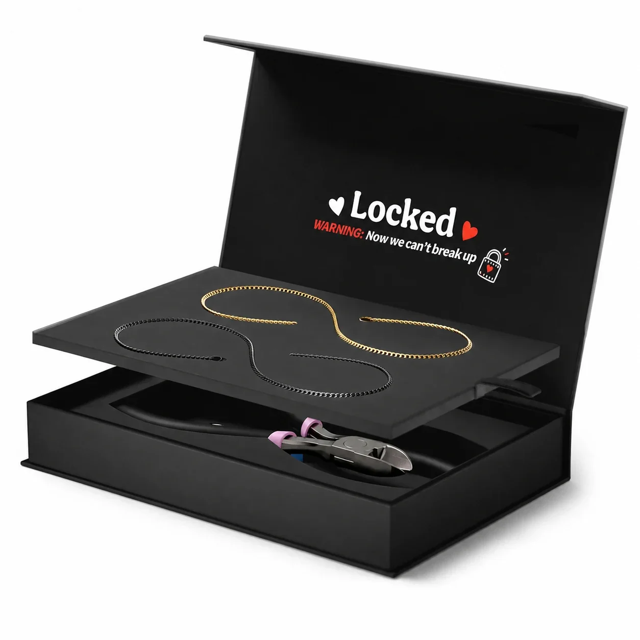 Locked 316 Stainless Steel Curb Chain Bracelet Set - Black + Gold Pair