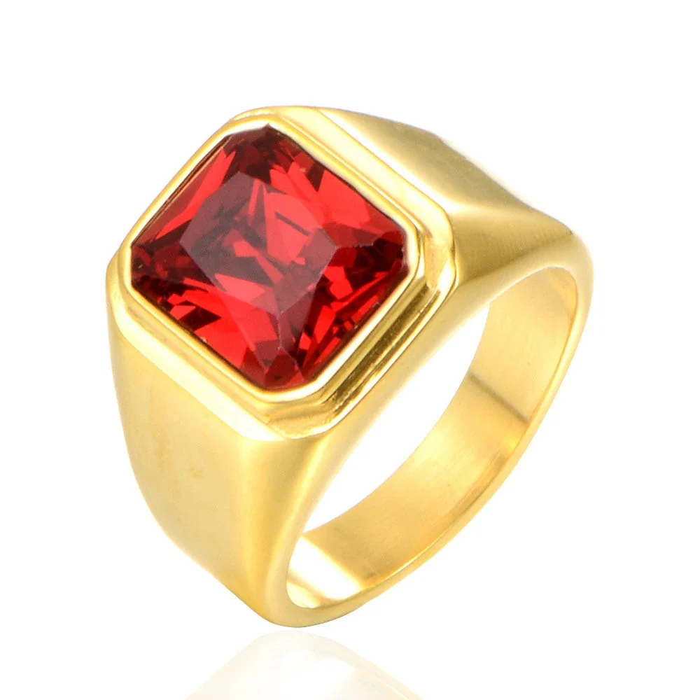 Foto prodotto: Anello Chevalier con Cristallo Taglio Cuscino e Cornice Liscia, Acciaio Inossidabile 316