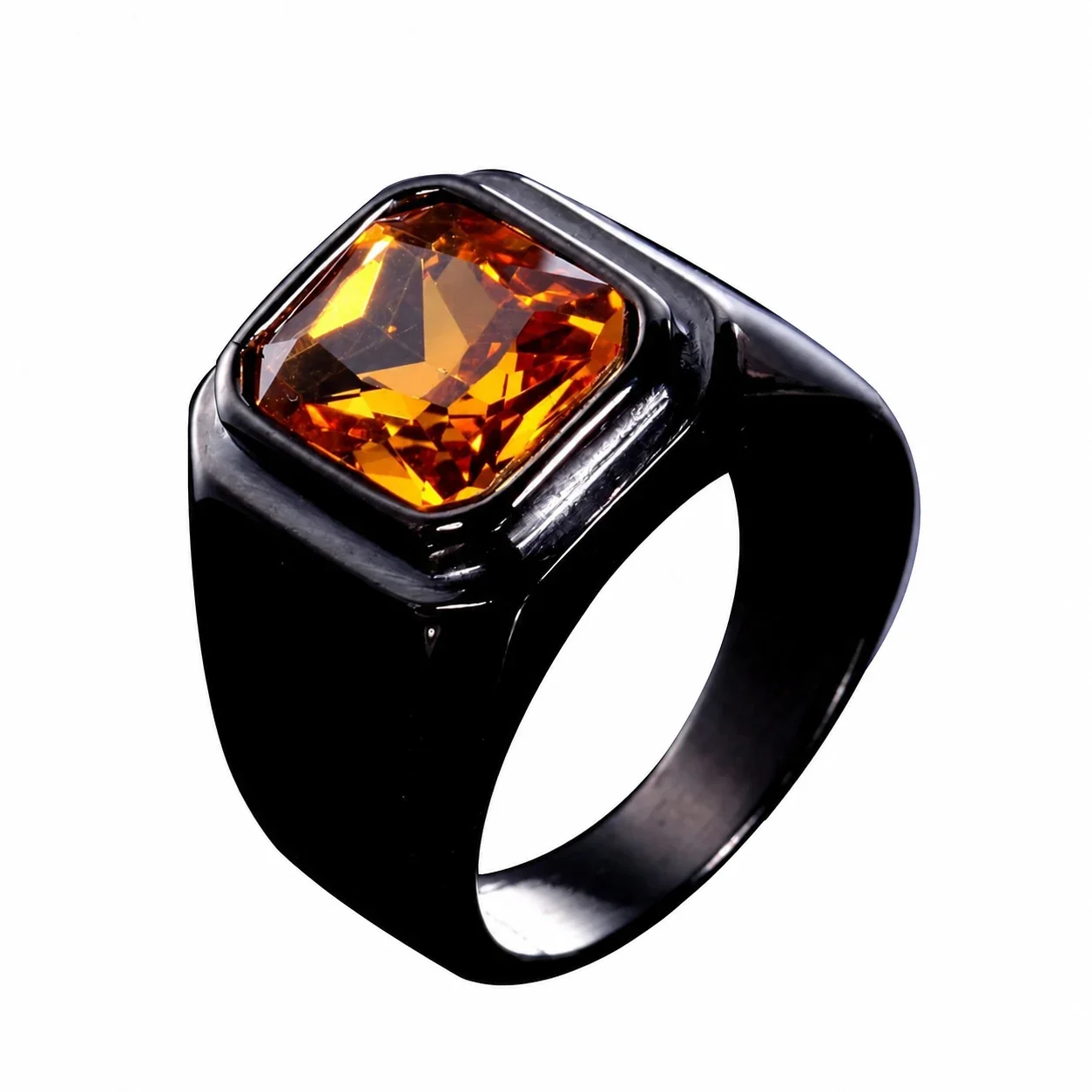 Foto prodotto: Anello Chevalier con Cristallo Taglio Cuscino e Cornice Liscia, Acciaio Inossidabile 316