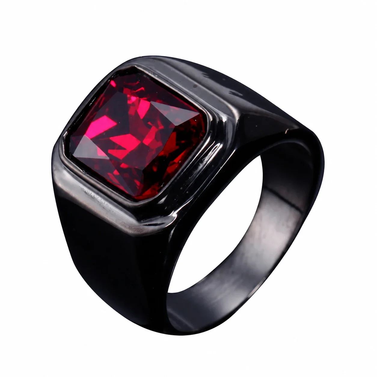 Foto prodotto: Anello Chevalier con Cristallo Taglio Cuscino e Cornice Liscia, Acciaio Inossidabile 316