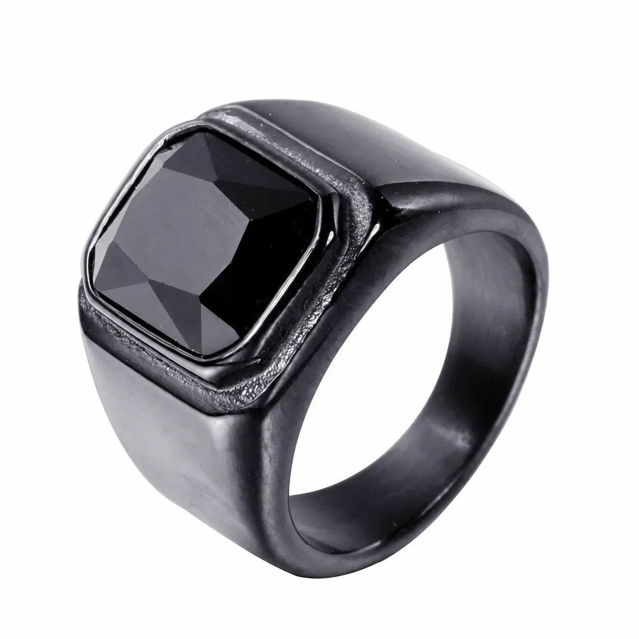 Foto prodotto: Anello Chevalier con Cristallo Taglio Cuscino e Cornice Liscia, Acciaio Inossidabile 316