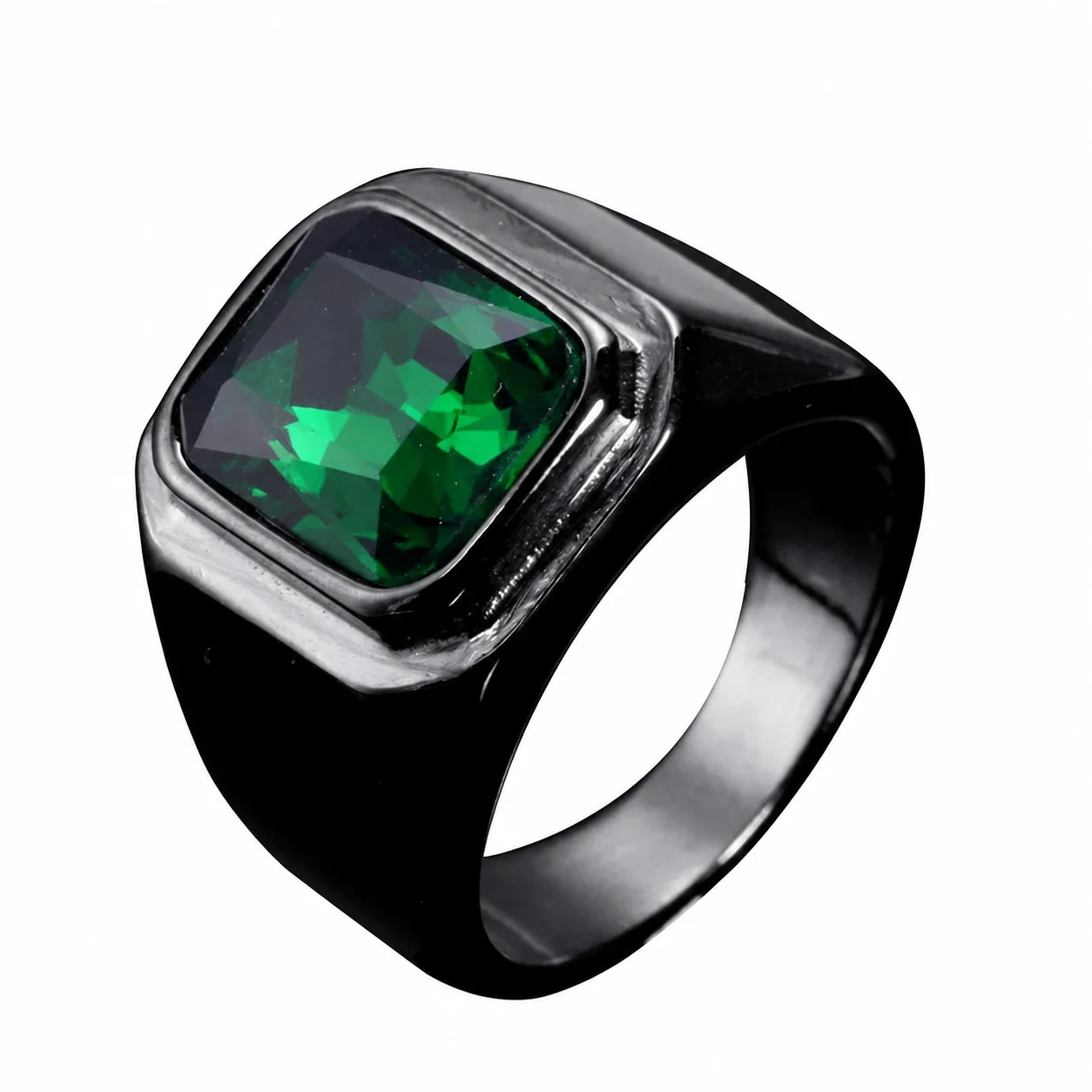 Foto prodotto: Anello Chevalier con Cristallo Taglio Cuscino e Cornice Liscia, Acciaio Inossidabile 316