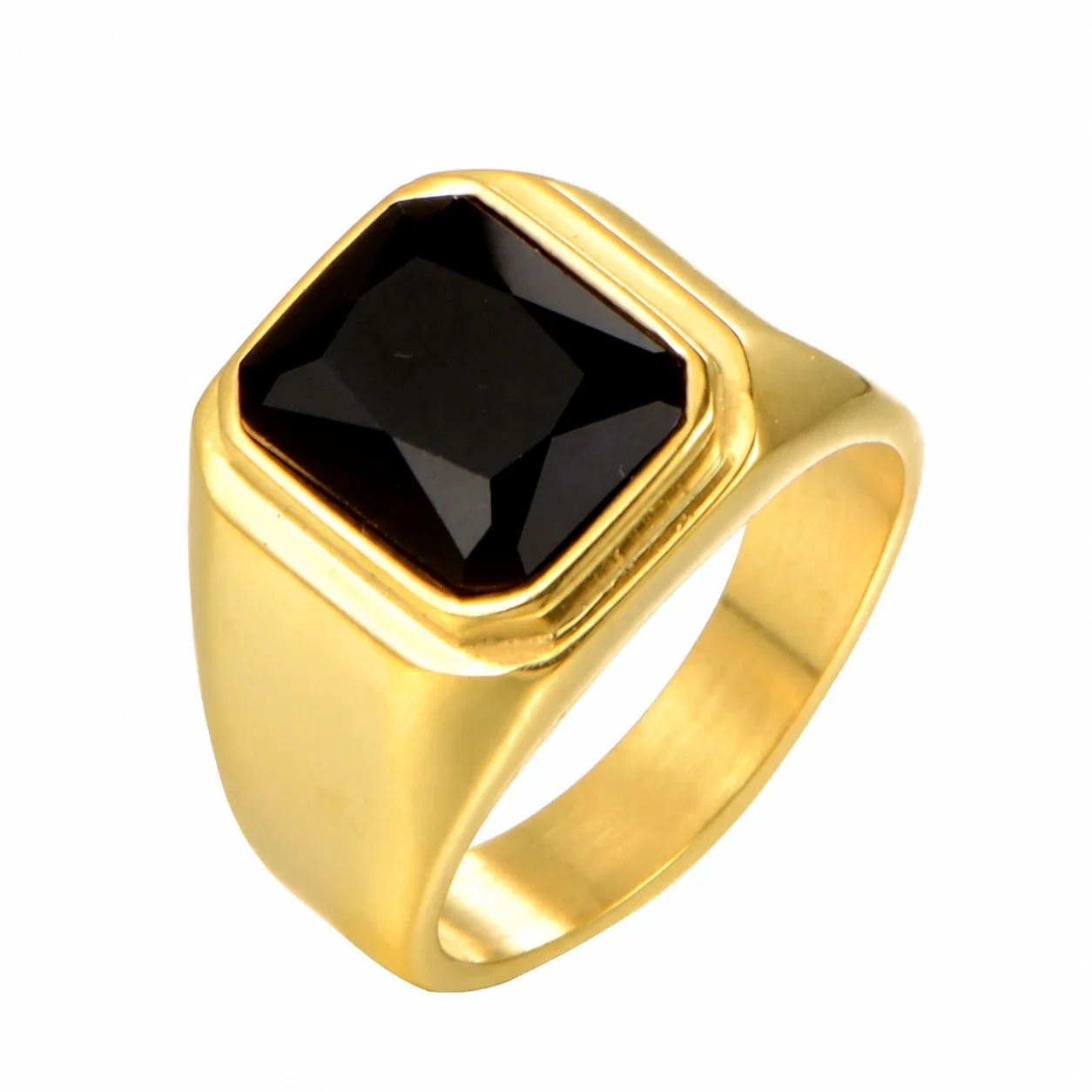 Foto prodotto: Anello Chevalier con Cristallo Taglio Cuscino e Cornice Liscia, Acciaio Inossidabile 316