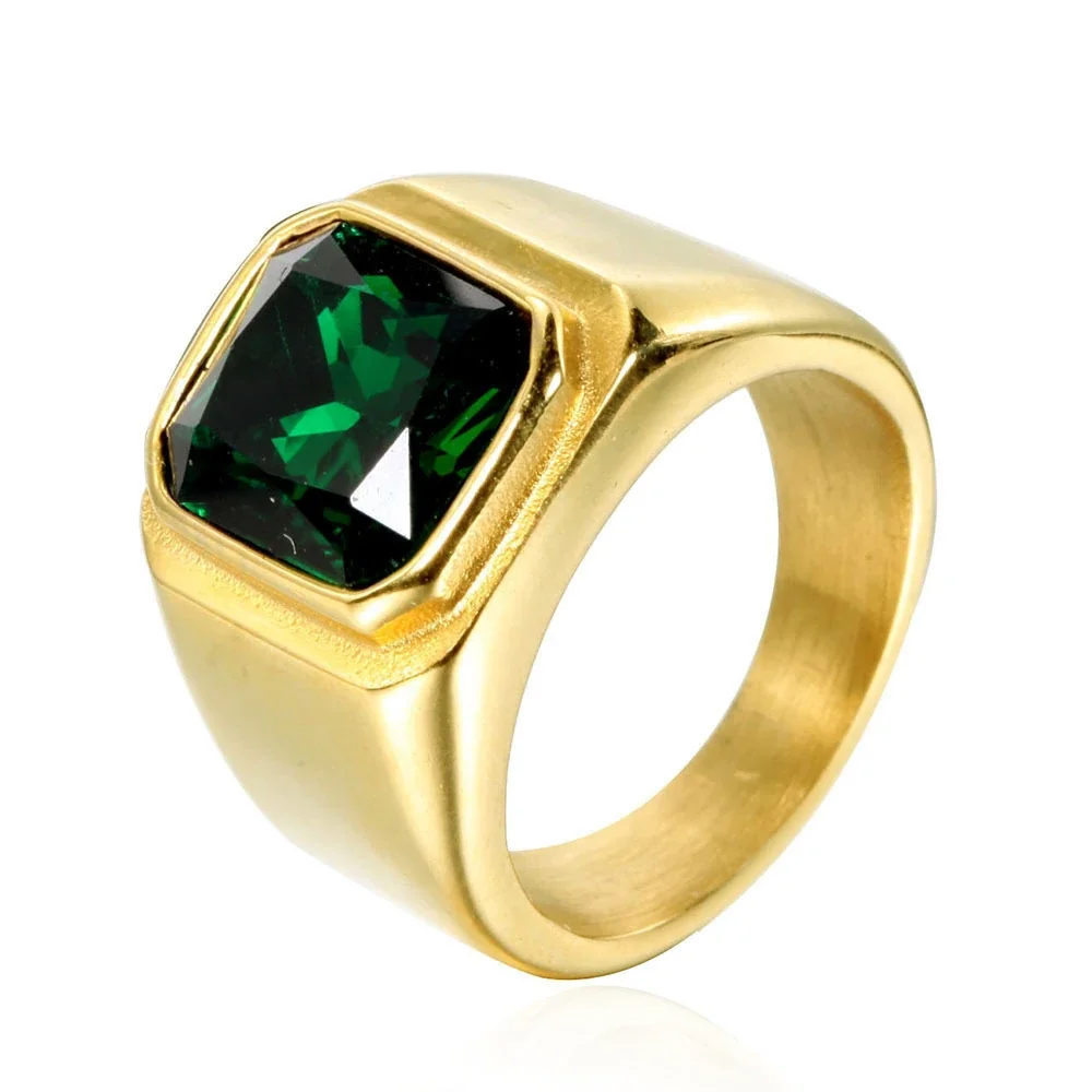 Foto prodotto: Anello Chevalier con Cristallo Taglio Cuscino e Cornice Liscia, Acciaio Inossidabile 316