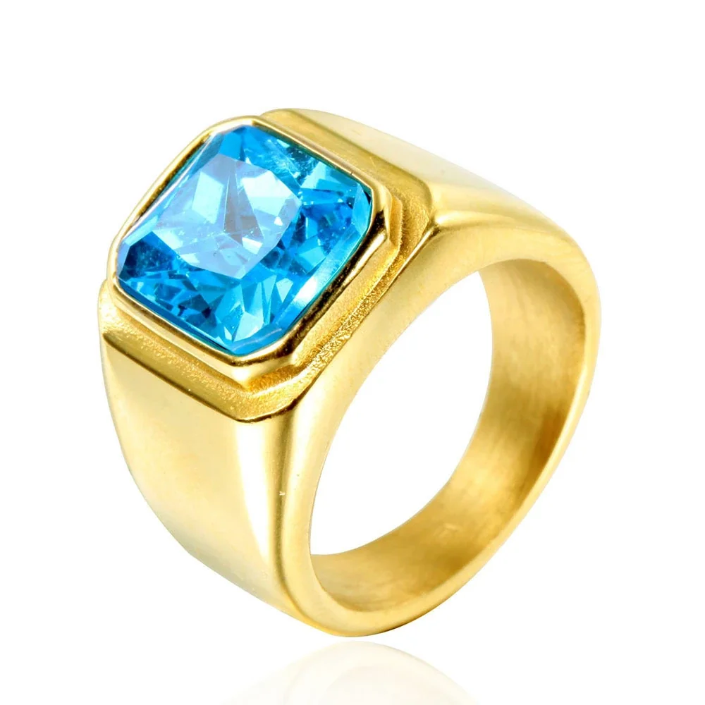 Foto prodotto: Anello Chevalier con Cristallo Taglio Cuscino e Cornice Liscia, Acciaio Inossidabile 316