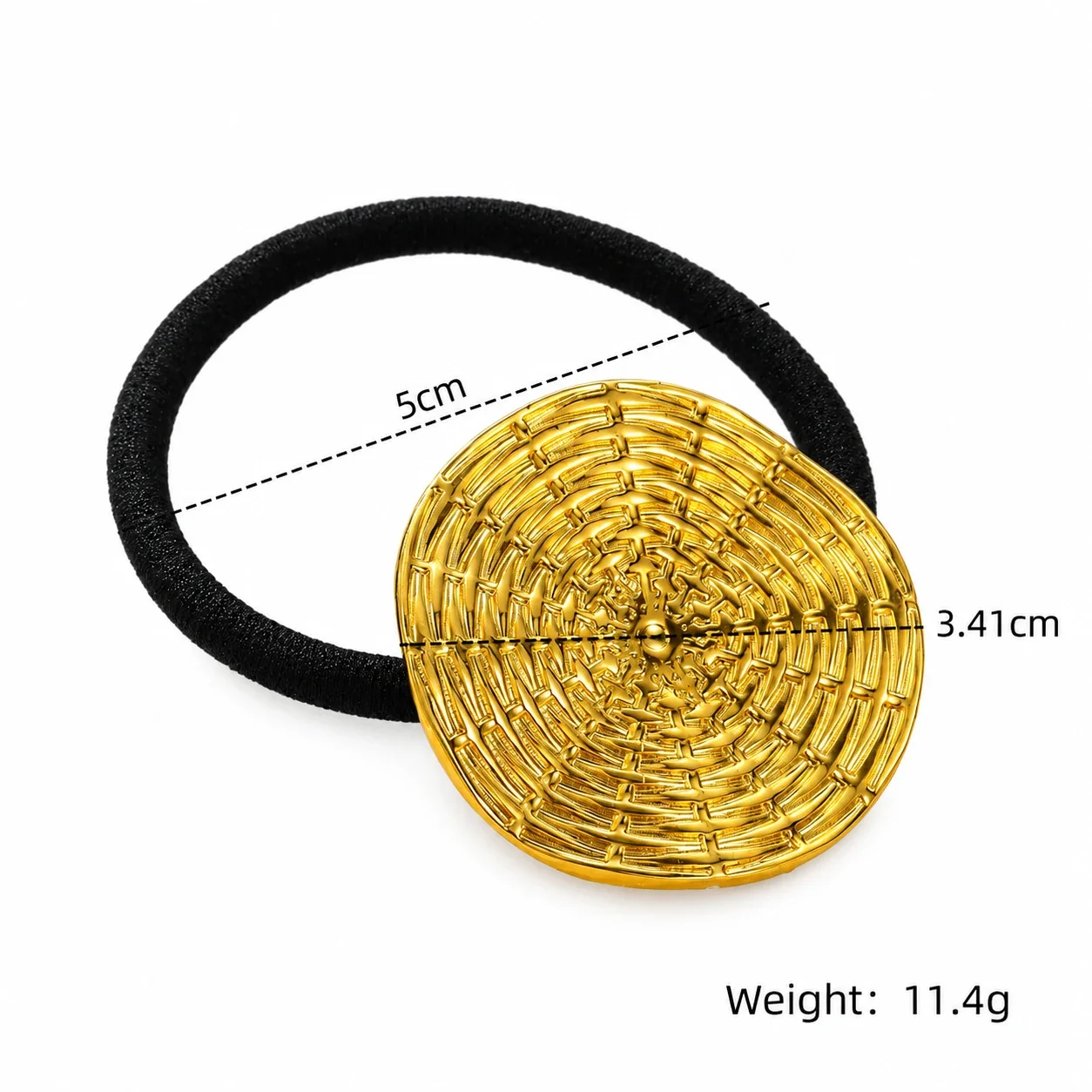 Spiral Disc Earrings, Concentric Ridges, 18K Gold-Plated Steel - Disc Hair Accessory