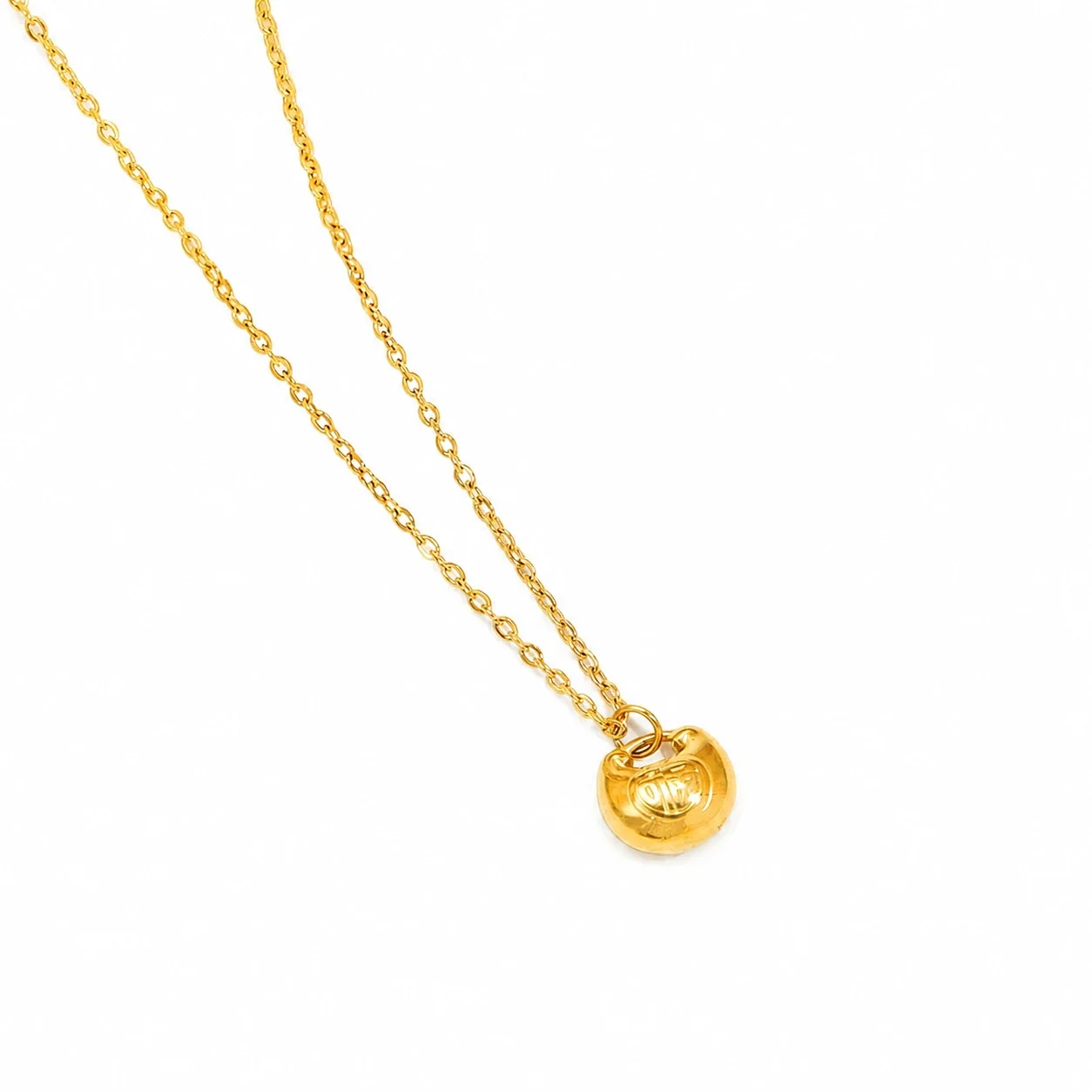 Auspicious Gold-Plated Bead Bracelet Coin Pendant Jewelry Set