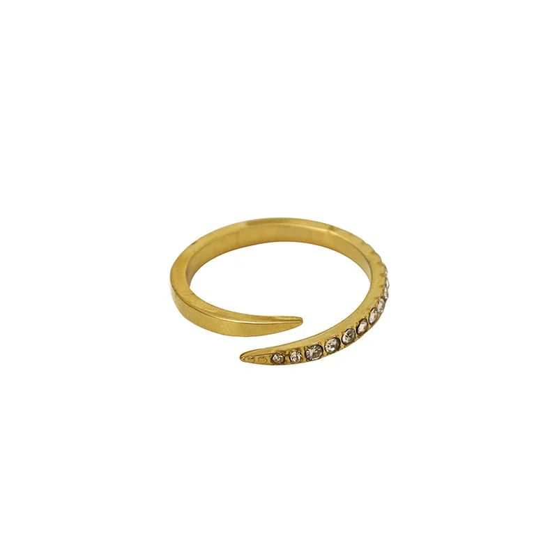 Serpentine Gold-Plated 316 CZ Open-Front Ring