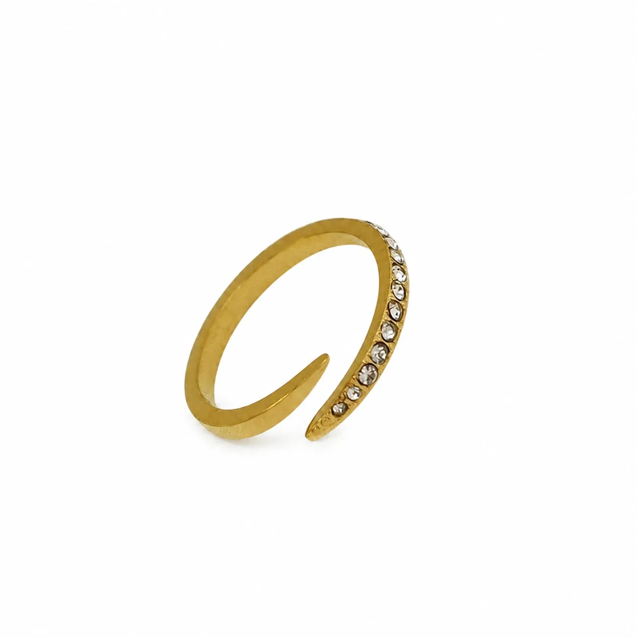 Serpentine Gold-Plated 316 CZ Open-Front Ring
