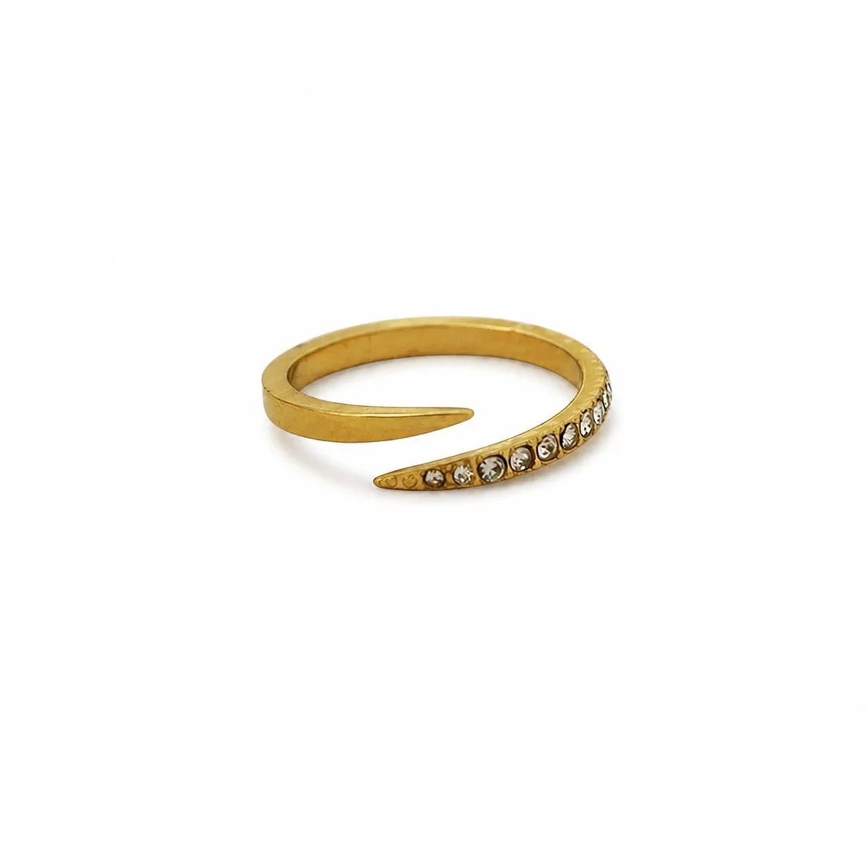 Serpentine Gold-Plated 316 CZ Open-Front Ring