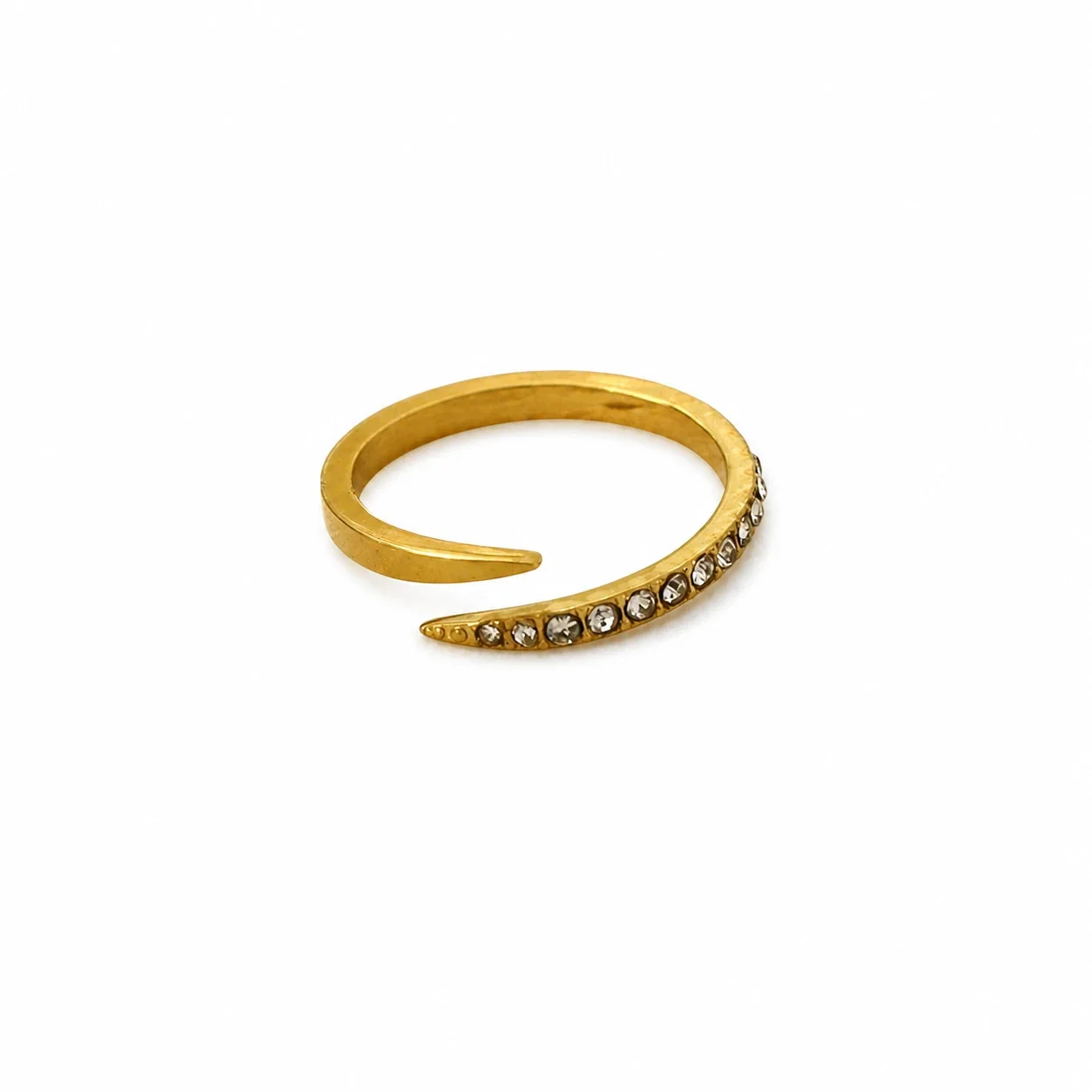 Serpentine Gold-Plated 316 CZ Open-Front Ring