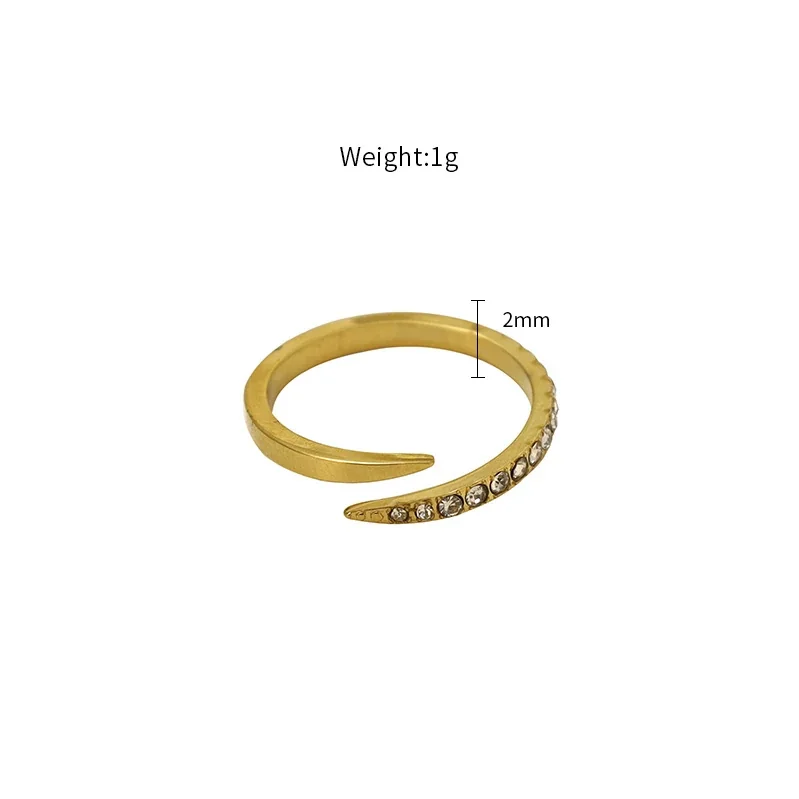 Serpentine Gold-Plated 316 CZ Open-Front Ring - Gold