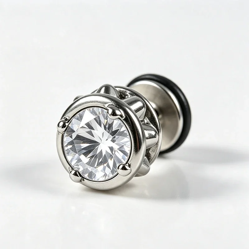 Stud Earrings with Orbit Frame & Round Crystals Stainless Steel