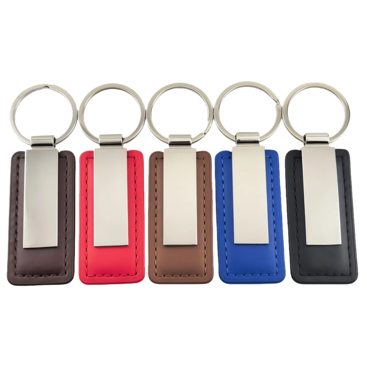 PU Leather Keychain with Blank Metal Engraving Plate