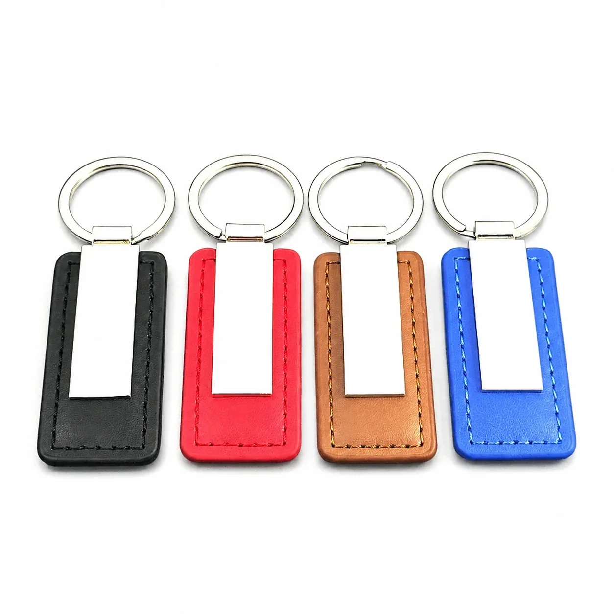 PU Leather Keychain with Blank Metal Engraving Plate
