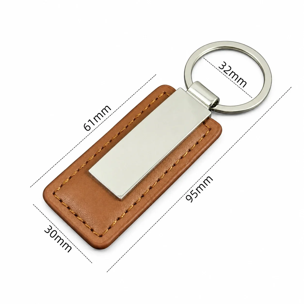 PU Leather Keychain with Blank Metal Engraving Plate