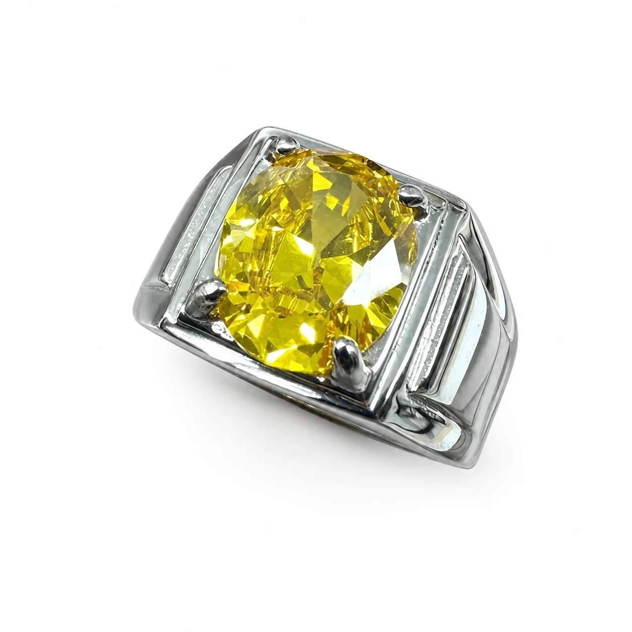 Bold 316 Stainless Steel Oval Stone Signet Ring